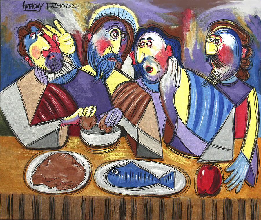 Betrayal At The Last Supper Matthew 26 20-25 Painting by Anthony Falbo