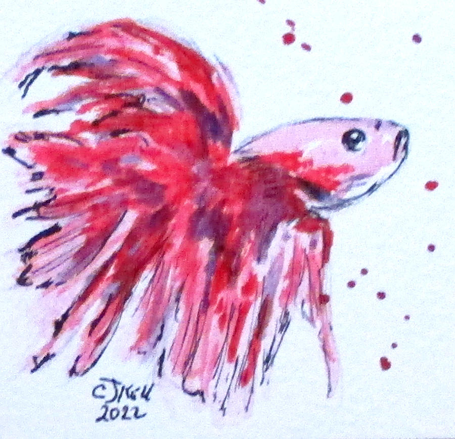Betta Fish No5 Painting by Clyde J Kell
