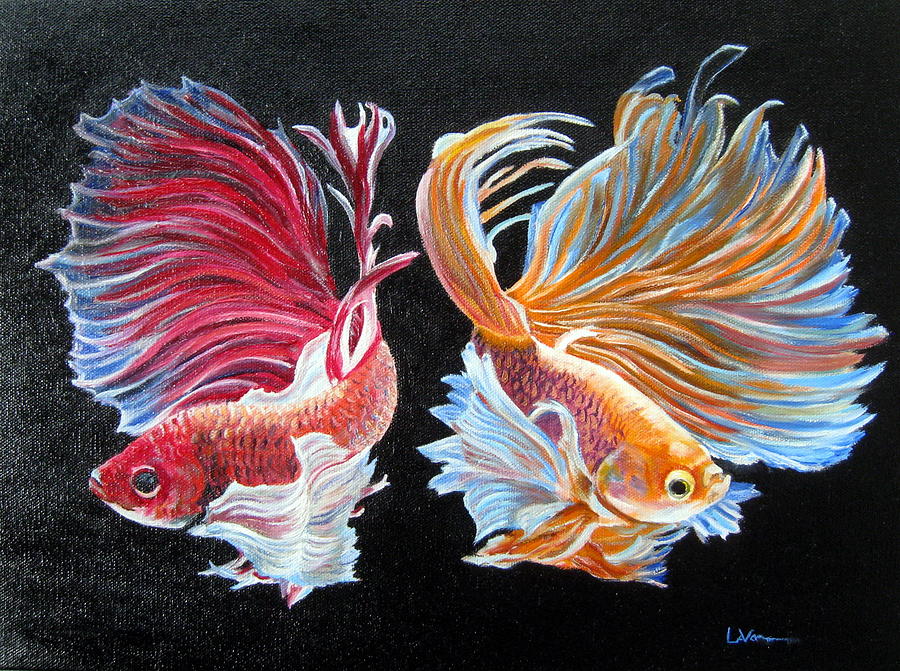 Fish Painting - Bettas by LaVonne Hand