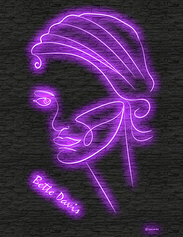 Bette Davis neon portrait - 2 Digital Art by Movie World Posters