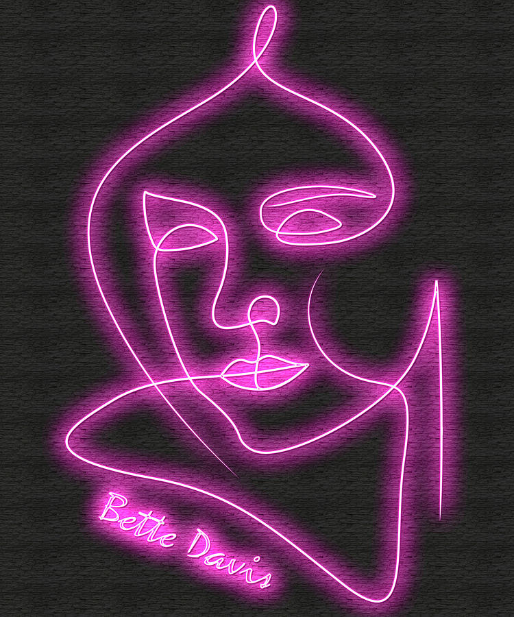 Bette Davis neon portrait Digital Art by Movie World Posters