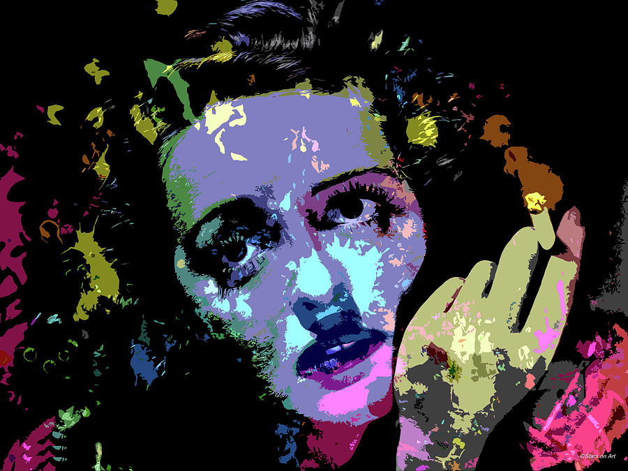 Bette Davis psychedelic portrait Digital Art by Movie World Posters