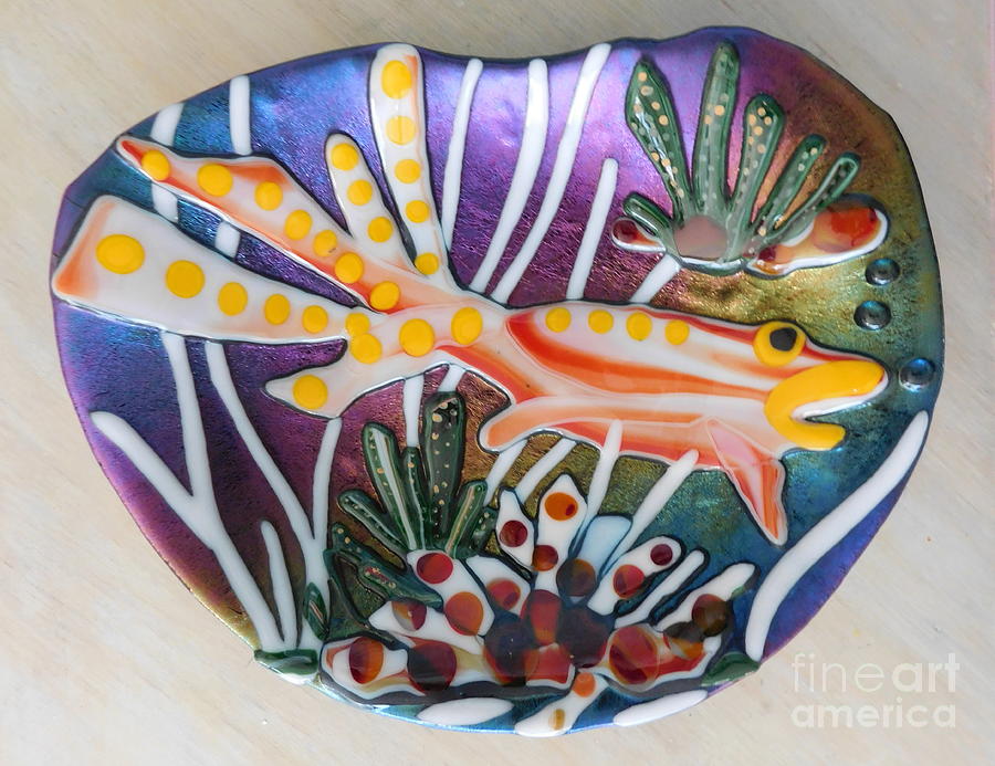 Angry Koi Glass Art by Joan Clear