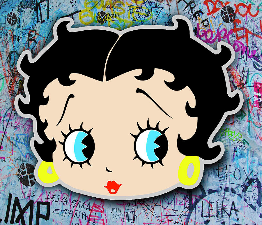 Betty Boop Blue Grafitti Head Painting by Tony Rubino
