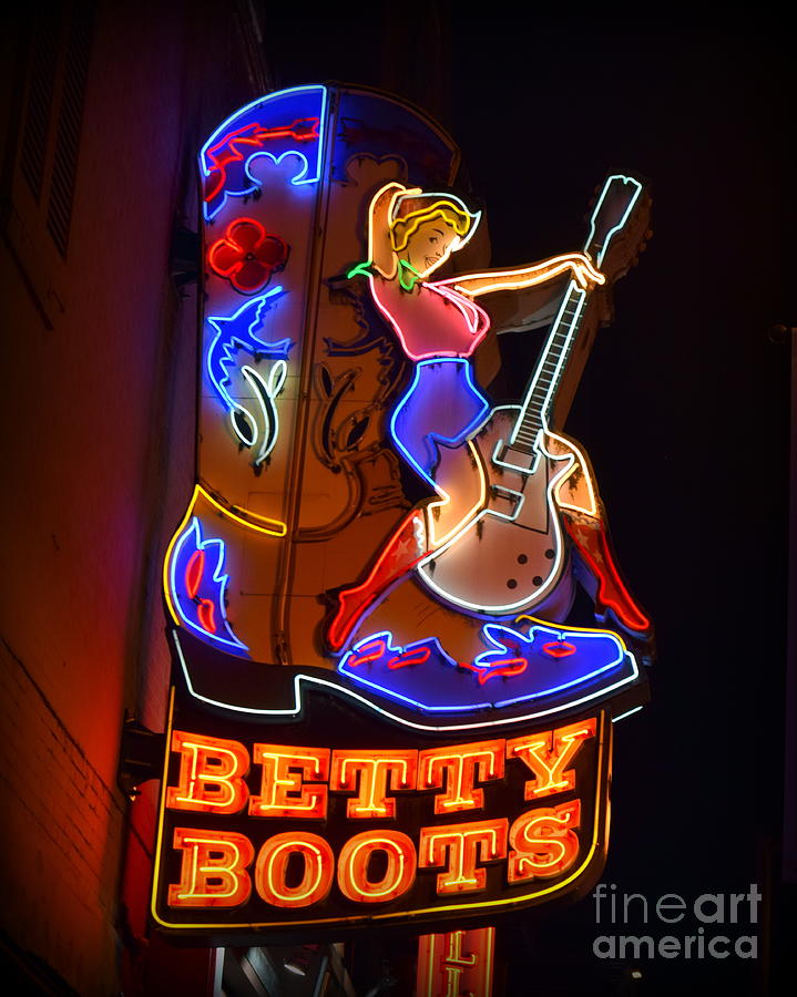 Betty Boots At Night Photograph