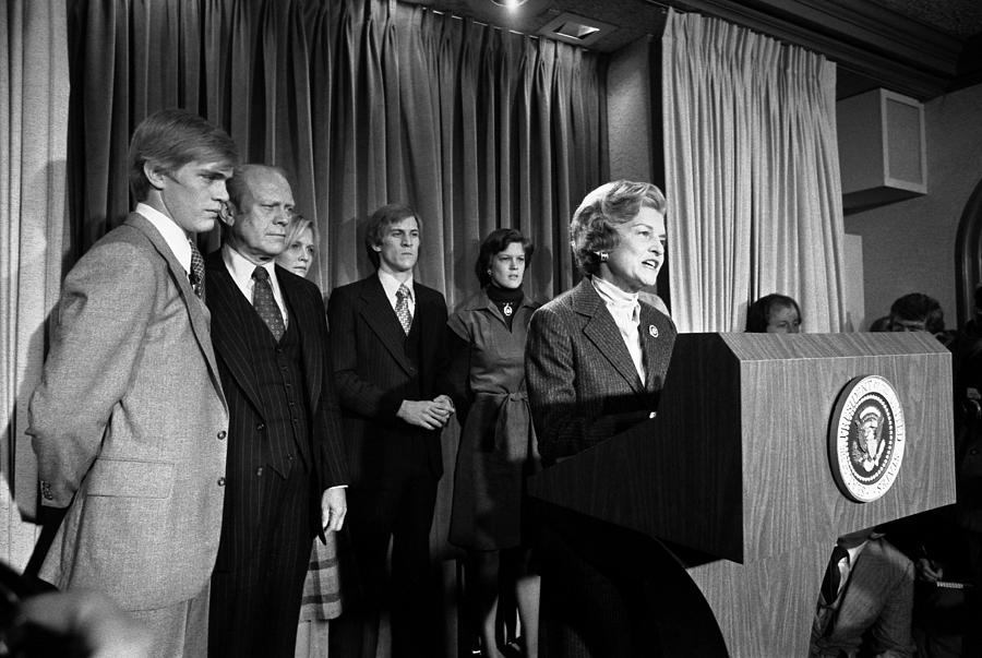 Betty Ford Reading President Gerald Fords Concession Speech - 1976 Photograph by War Is Hell Store