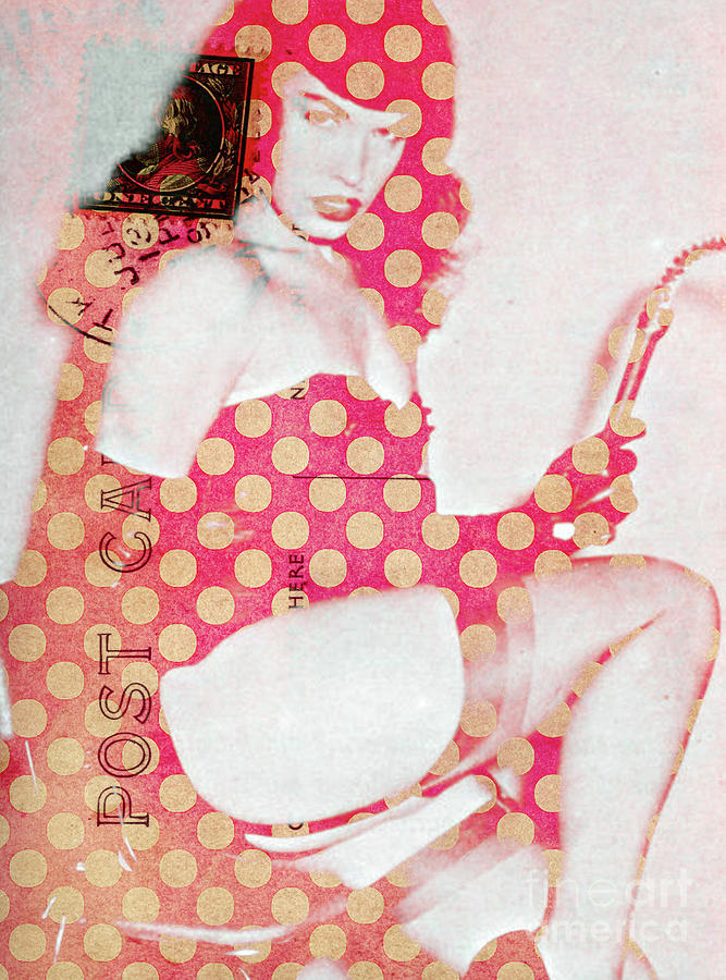 Betty Page Pin Up Polka Dots Pop Art Digital Art by Edward Fielding