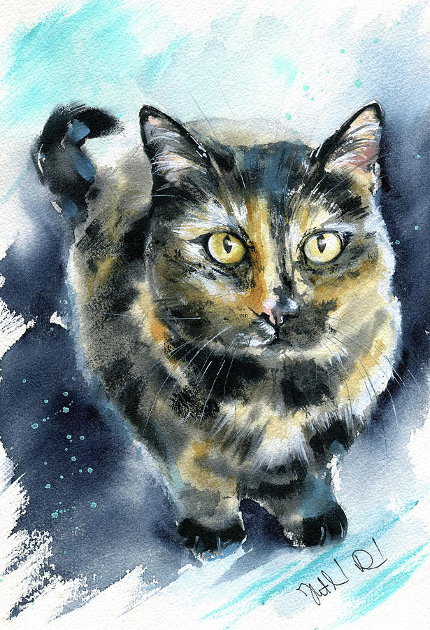 Betty Tortoiseshell Cat Painting  Painting by Dora Hathazi Mendes