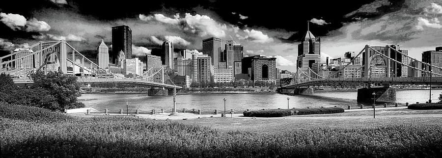 Pittsburgh Photograph - Between The Bridges BW by C H Apperson