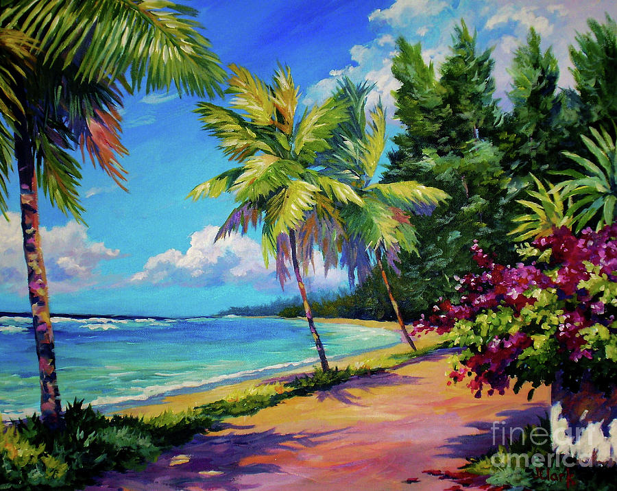 Beach Painting - Between the Palms by John Clark