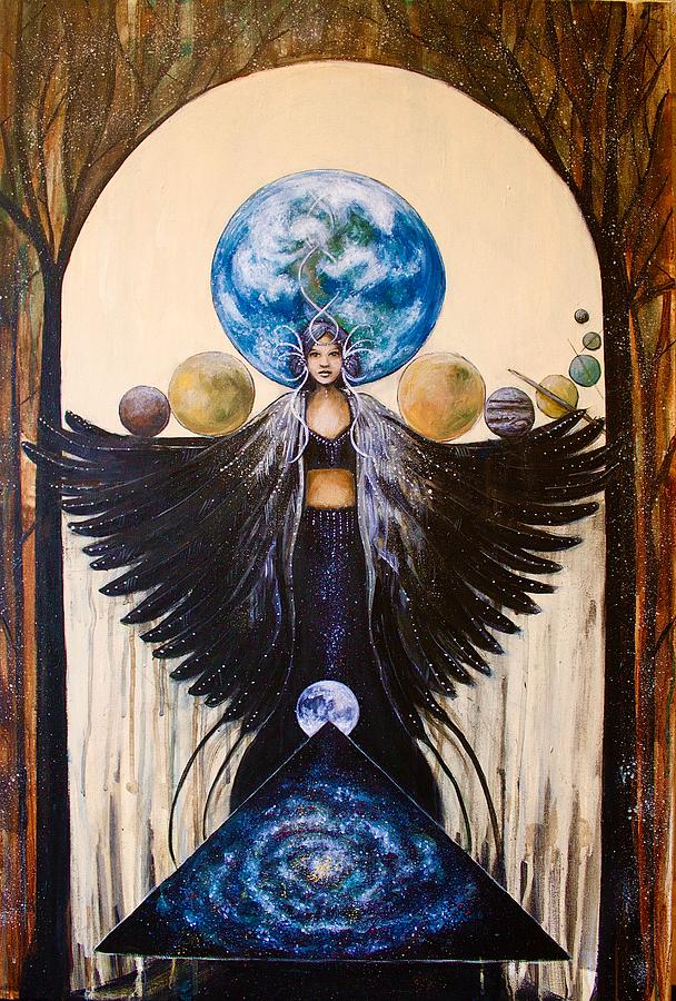 Woman Painting - Between the Worlds by Carrie Martinez