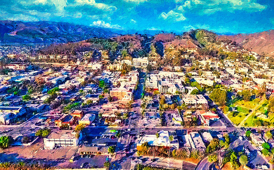Between Ventura Freeway and Ventura Botanical Gardens - digital painting  Digital Art by Nicko Prints