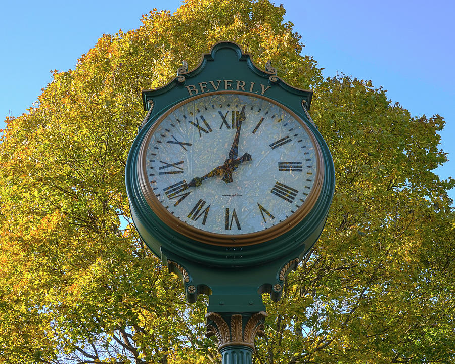 Beverly Commons Clock in Fall Foliage Beverly Massachusetts Photograph by Toby McGuire