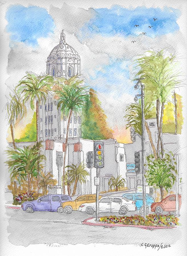 Beverly Hills Painting - Beverly Hills City Hall, Beverly Hills, California by Carlos G Groppa