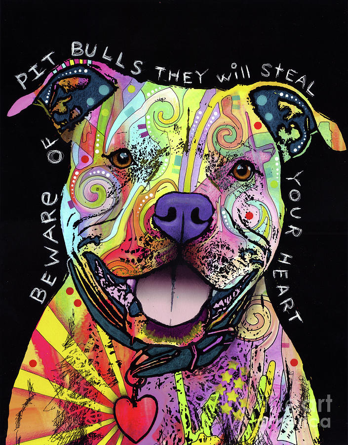 Animal Mixed Media - Beware of Pit Bulls by Dean Russo