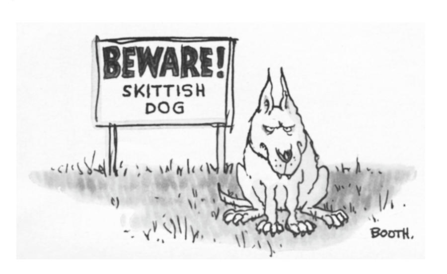Beware Skittish Dog Drawing by George Booth