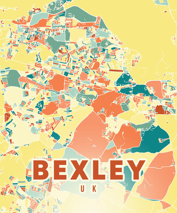 Bexley UK Map Digital Art by Alexandru Chirila - Fine Art America