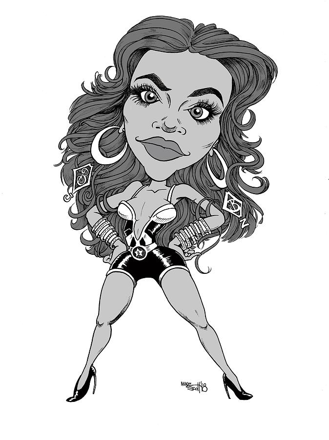 Beyonce 2016 with gray Drawing by Mike Scott