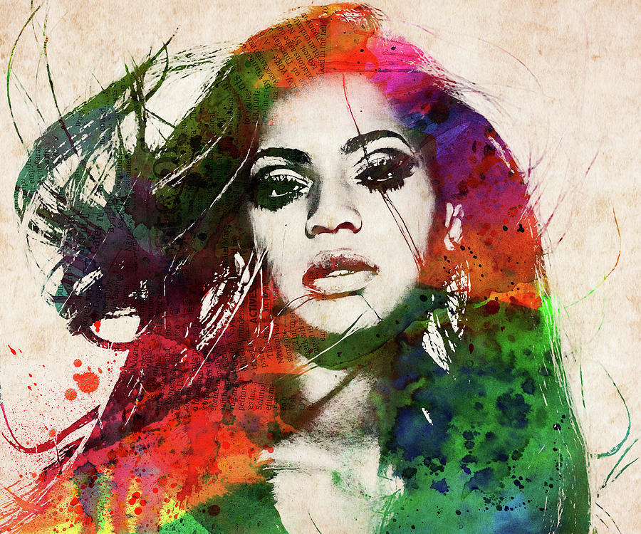 Beyonce colorful portrait Mixed Media by Mihaela Pater - Pixels