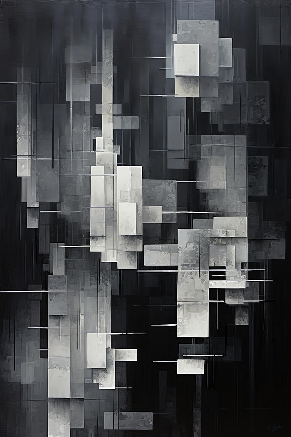 Beyond Duality - Black and Gray ArtArt Painting by Lourry Legarde