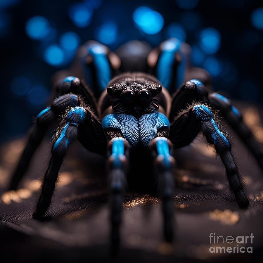 Beyond High-Definition - Exquisite 8K Blue Ornament Tarantula Mixed Media by Artvizual