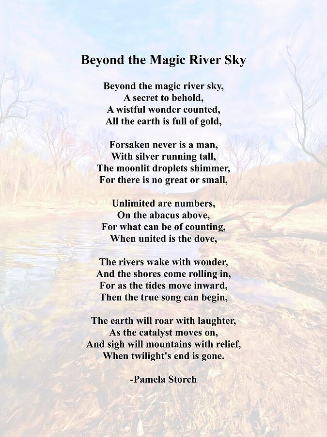 Poems Digital Art - Beyond the Magic River Sky Poem by Pamela Storch