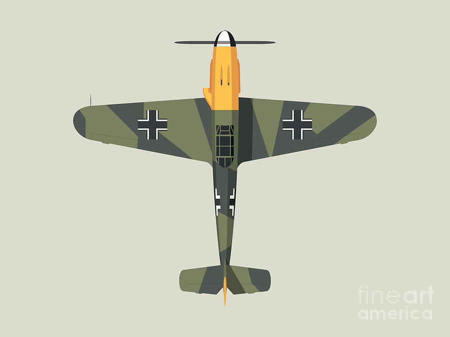 Airplane Digital Art - Bf-109 German WWII Fighter Aircraft - Green Landscape by Organic Synthesis