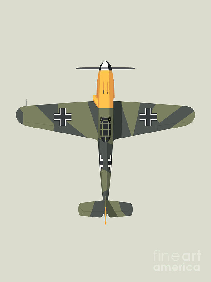 Airplane Digital Art - Bf-109 German WWII Fighter Aircraft - Green by Organic Synthesis