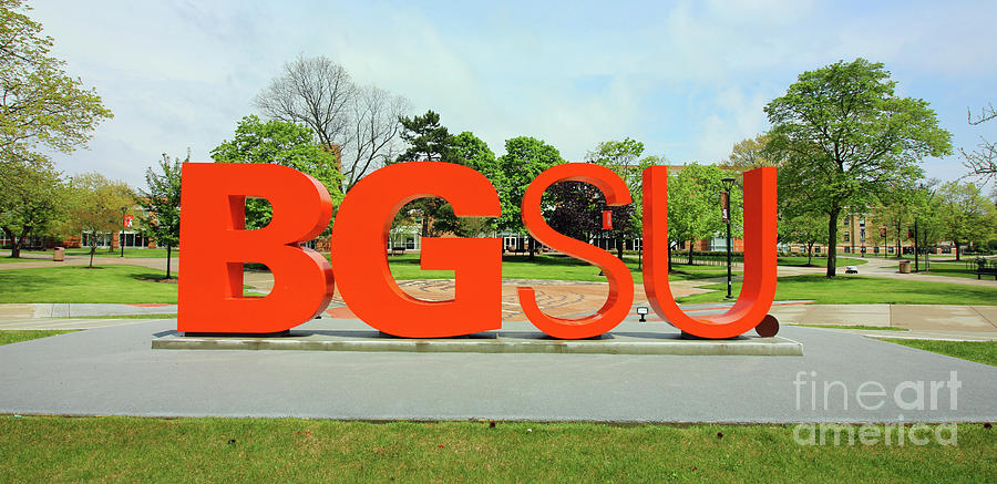 BGSU Sign and Student Union Flip Flopped Bowling Green State University 6215 Photograph by Jack Schultz