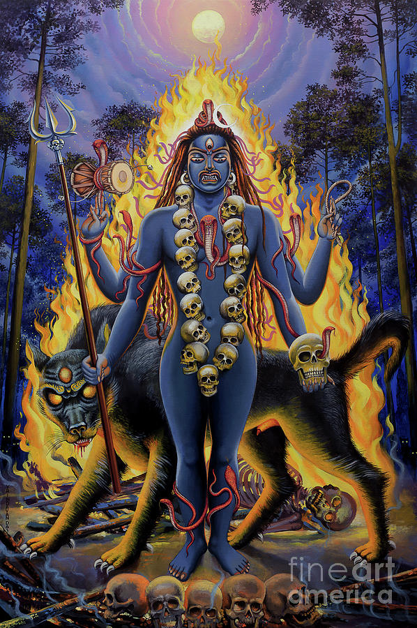 Skull Painting - Bhairava Shiva by Vrindavan Das