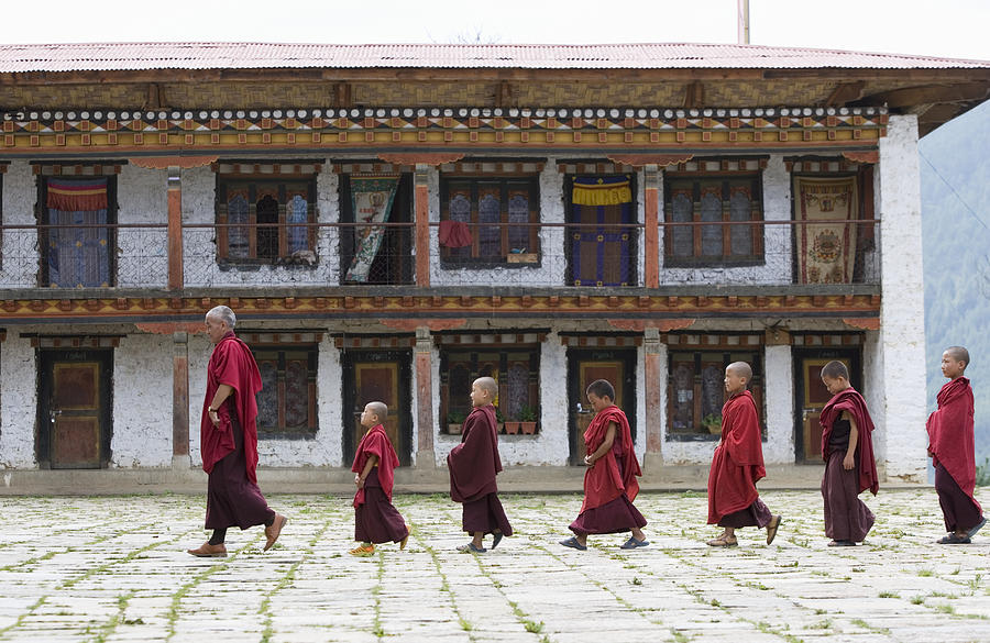 Bhutan, Bumthang, Karchu Dratsang Monastery, Buddhist Lama and monks Photograph by Buena Vista Images