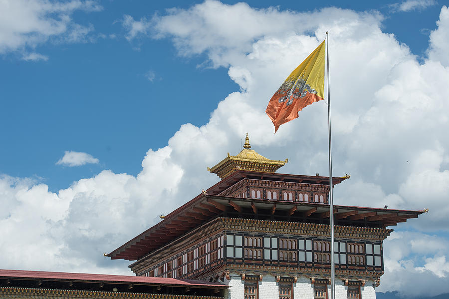 bhutan national flag at Trashi Choe Dzong, Thimphu Photograph by Skaman306