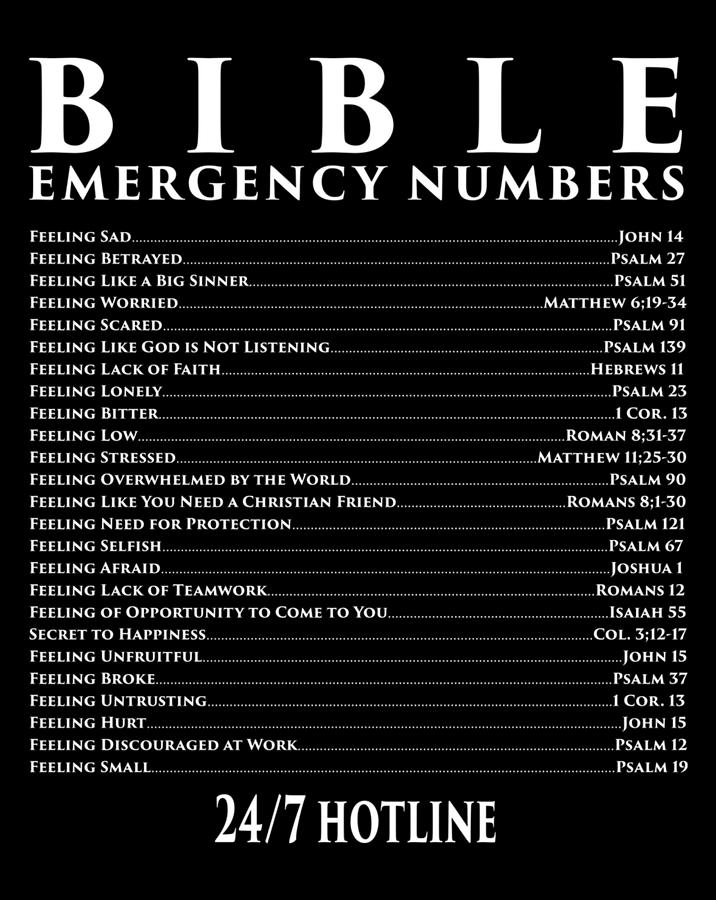 Bible Emergency Numbers Printable