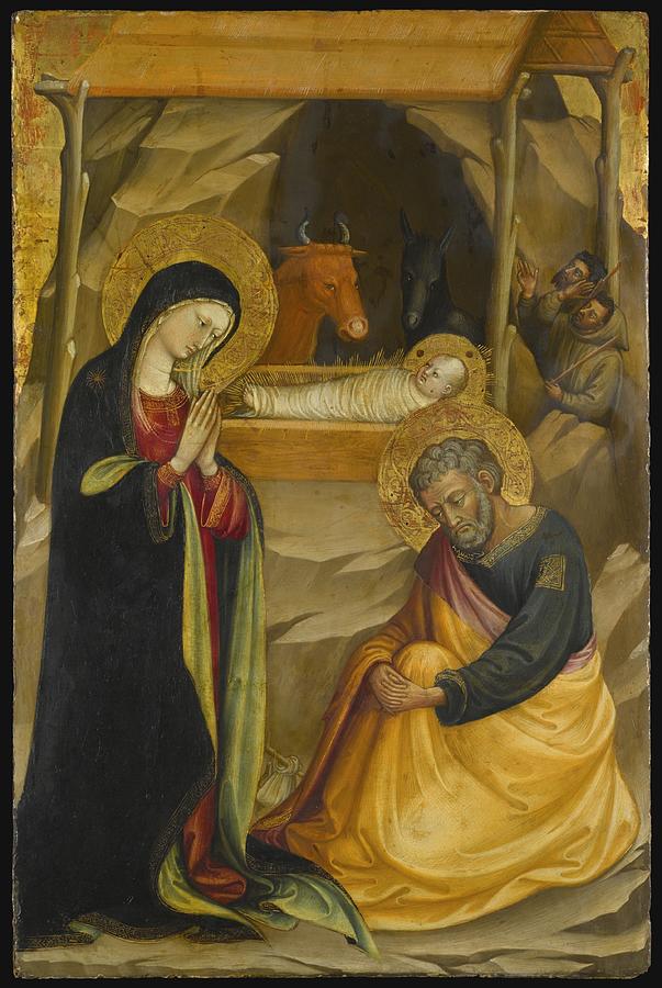 Bicci Di Lorenzo The Nativity Tempera On Poplar Panel, Gold Ground Painting