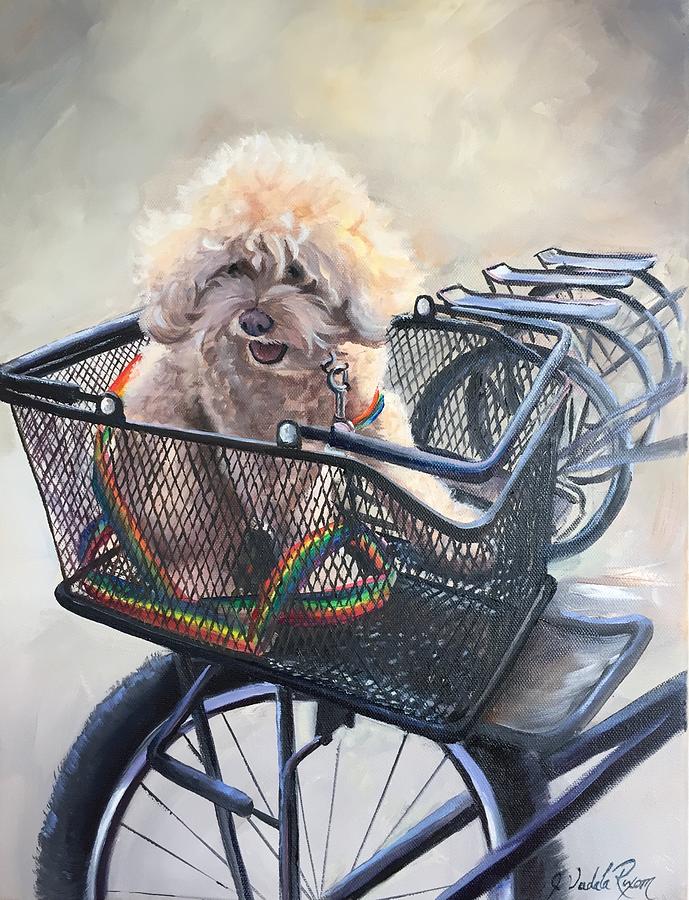 Bichon in a basket Painting by Judy Rixom