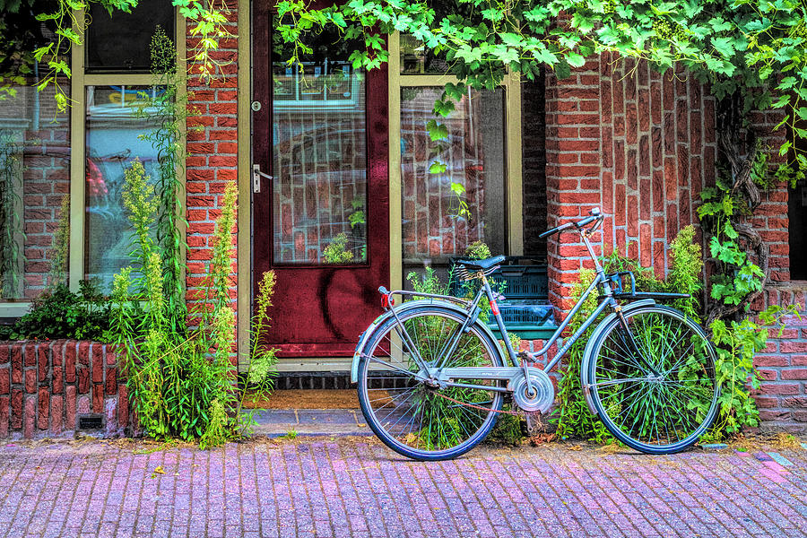 Bicycle Along the Streets of Amsterdam II Photograph by Debra and Dave Vanderlaan