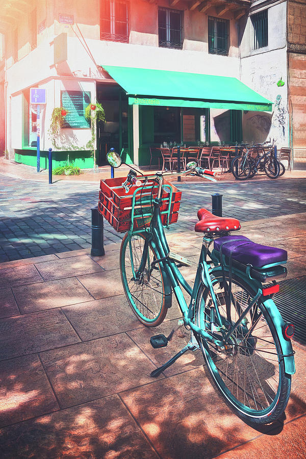 Vintage Photograph - Bicycle and Bistro Bordeaux France  by Carol Japp