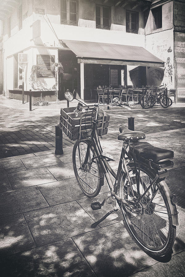 Vintage Photograph - Bicycle and Bistro Bordeaux France Vintage  by Carol Japp
