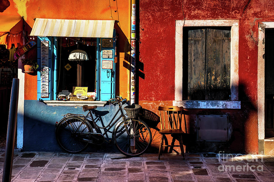 Bicycle and Chair Burano Italy Photograph by M G Whittingham