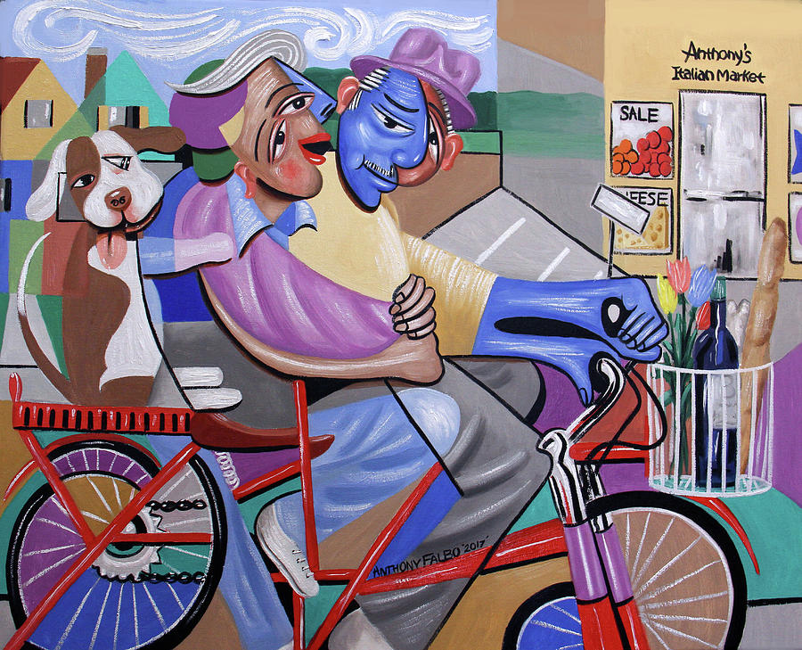 Bicycle Built For Three Painting