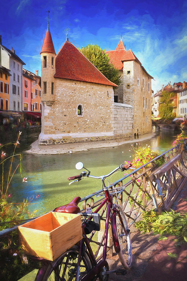 Bicycle by the Canal Annecy France  Photograph by Carol Japp