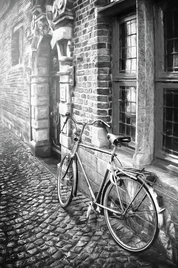 Bicycle in Bruges Black and White  Photograph by Carol Japp
