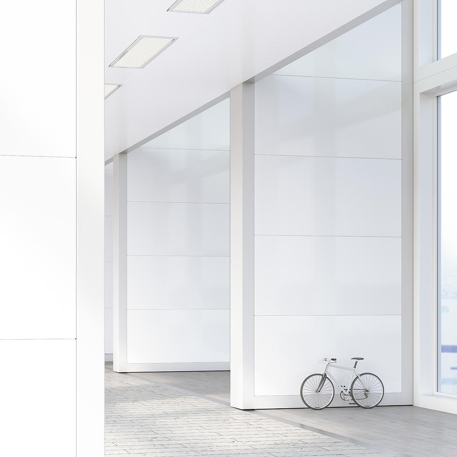 Bicycle leaning on the wall in a loft, 3D Rendering Drawing by Westend61