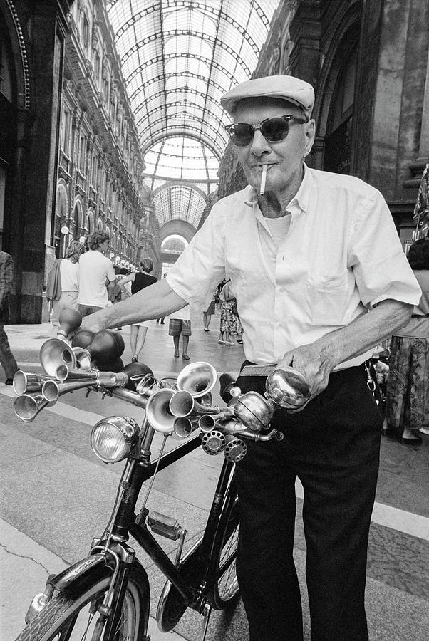 Bicycle Man, Milan Italy 1990 Photograph