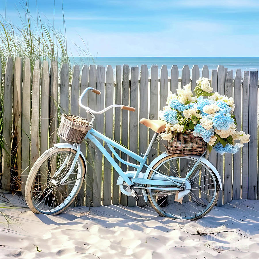 Bicycle on the Beach wall art 3 Digital Art by Elaine Manley - Fine Art ...