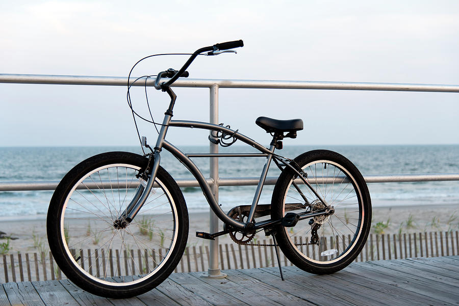Bicycle on the Ocean City Boardwalk Photograph by Mark Stout
