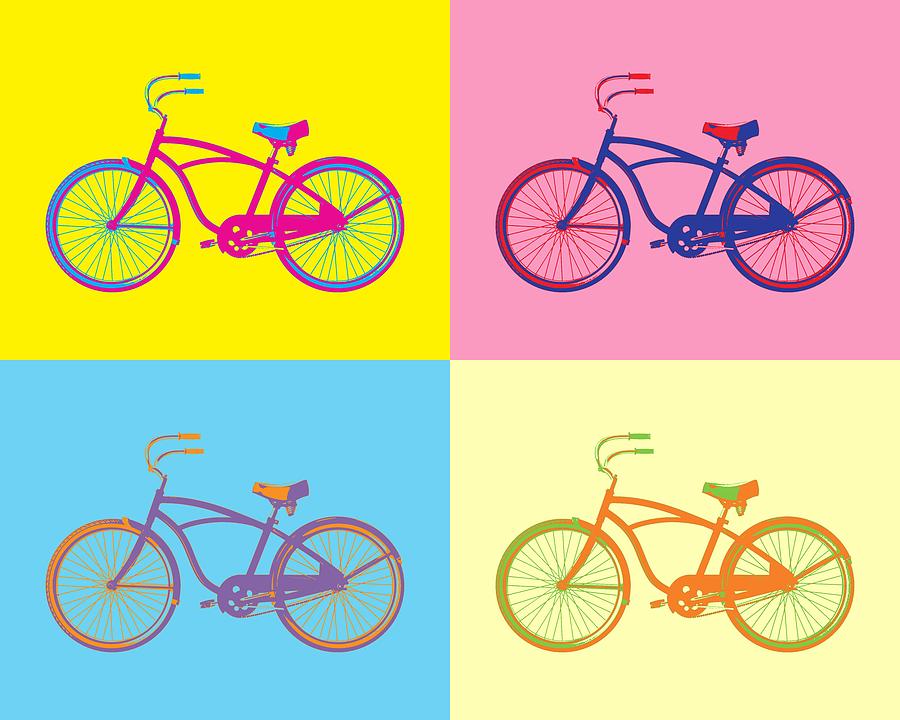 Bicycle Digital Art - Bicycle Pop Art Panels by Dan Sproul