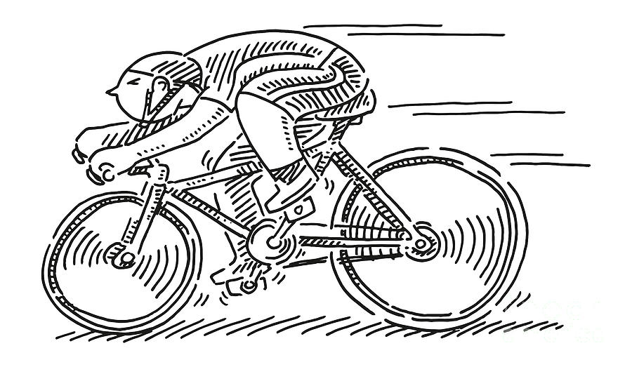 Bicycle Race Sportsman Cartoon Figure Drawing Drawing by Frank Ramspott -  Pixels