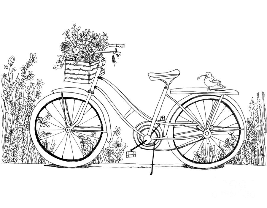 Bicycle Ride - Ink Drawing  Drawing by Patricia Awapara