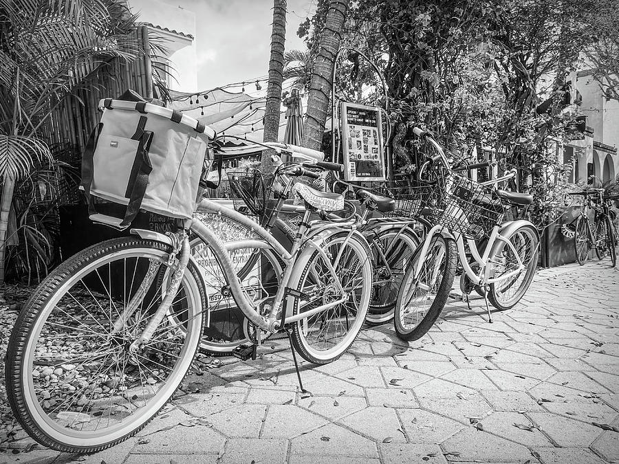 Bicycles at the Bakery in Black and White Photograph by Debra and Dave Vanderlaan